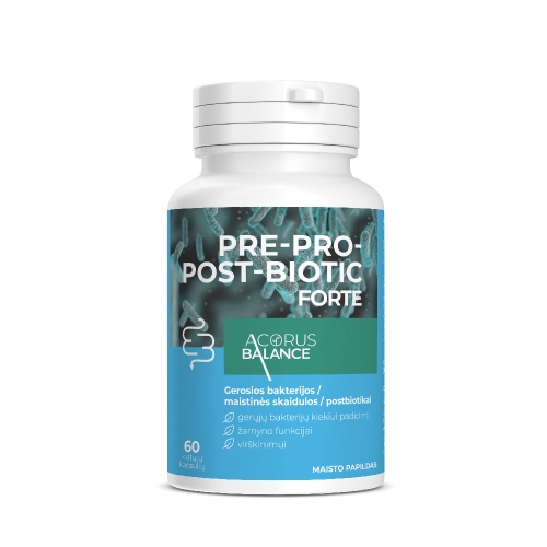 ACORUS BALANCE Gerosios bakterijos Pre-Pro-Post-Biotic FORTE, 60 kaps.