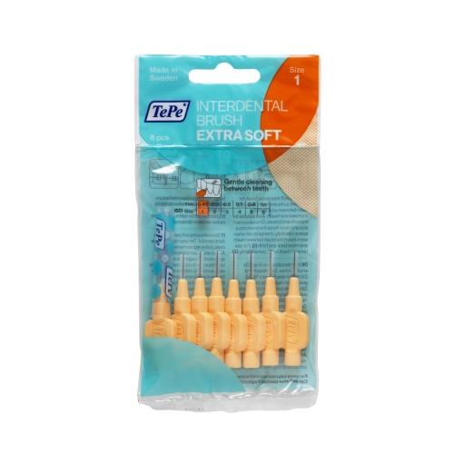 TEPE tarpdančių šepetėliai 0.45mm EXTRA SOFT SIZE 1, oranžiniai, N8
