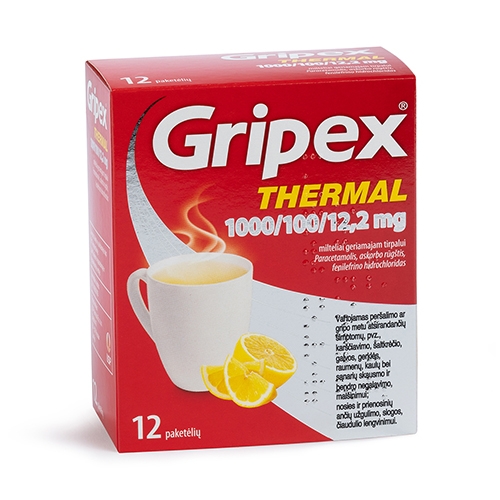 Gripex Thermal 1000/100/12.2mg milteliai geriamam tirpalui N12