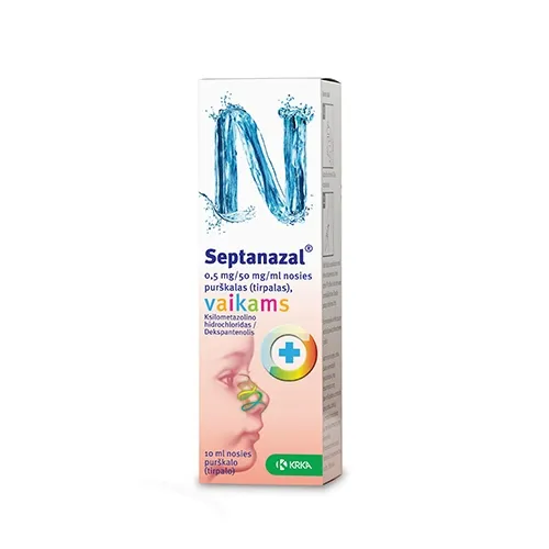 Septanazal (vaikams) 0.5mg+50mg/ml nosies purškalas 10ml