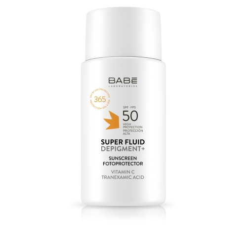 BABĒ šviesinanti apsauginė veido emulsija SUPER FLUID DEPIGMENT+ SPF50