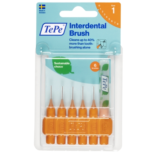 TEPE tarpdančių šepetėliai 0.45mm SIZE 1, oranžiniai, N6