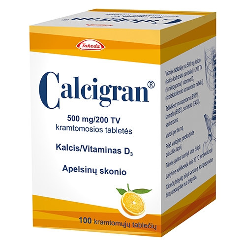 Calcigran 500mg/200TV orange tab. N100