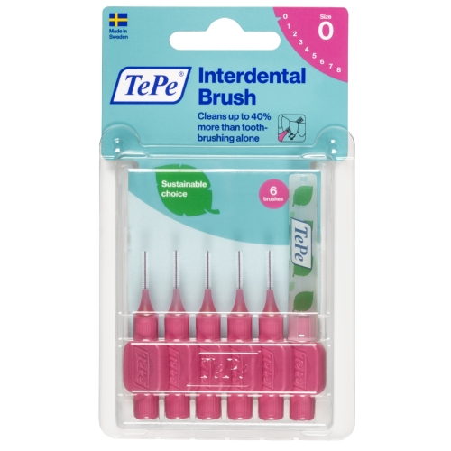 TEPE tarpdančių šepetėliai 0.4mm SIZE 0, rožiniai, N6