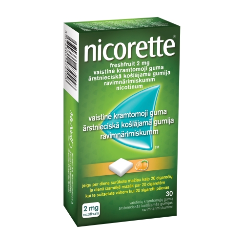 nicorette freshfruit 2mg vaistinė kramtoma guma N30
