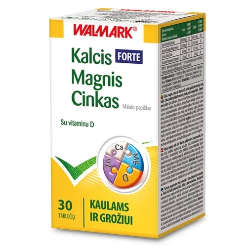 WALMARK KALCIS MAGNIS CINKAS FORTE su vitaminu D, 30 tablečių