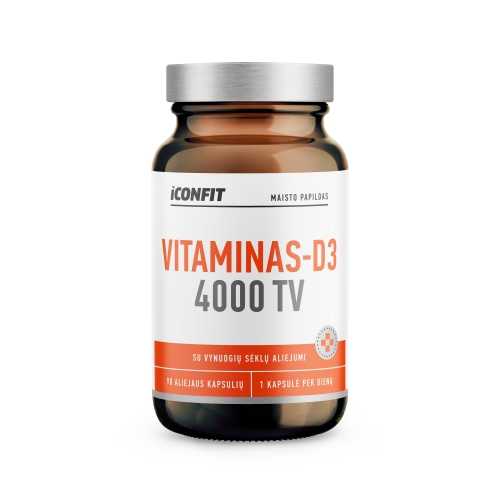 ICONFIT Vitaminas D3  4000 TV, Su vynuogių sėklų aliejumi, N90