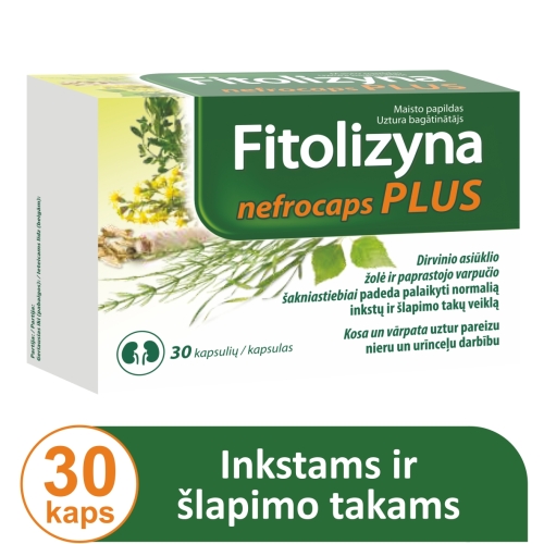 FITOLIZYNA inkstų, šlapimo veiklai gerinti NEFROCAPS PLUS, 30 kapsulių