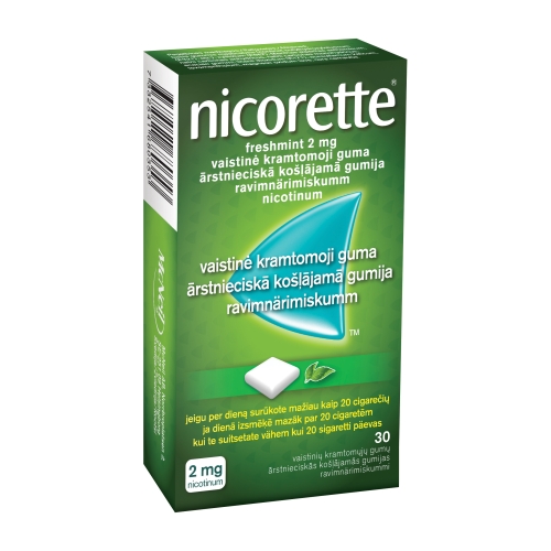 nicorette freshmint 2mg vaistinė kramtoma guma N30