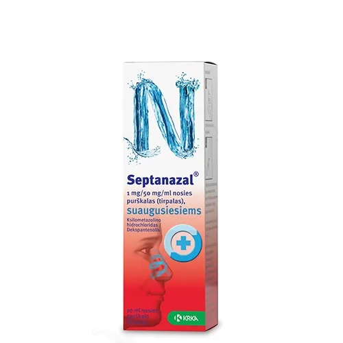 Septanazal (suaugusiems) 1mg+50mg/ml nosies purškalas 10ml
