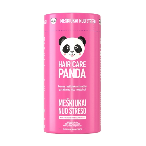 HAIR CARE PANDA Maisto papildas meškiukai nuo streso, 60 guminukų