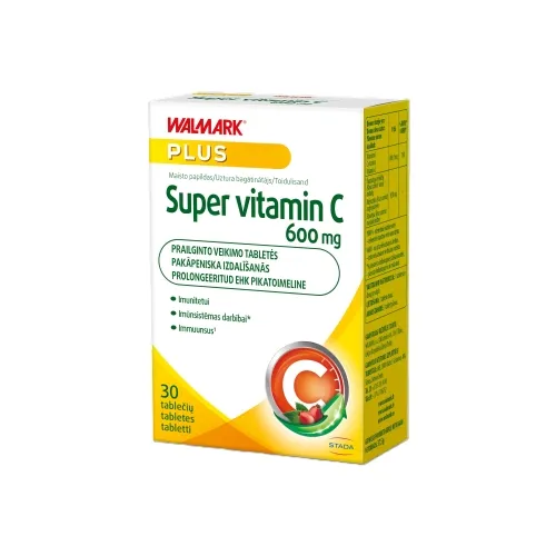 WALMARK SUPER VITAMINAS C, 600 mg, 30 prailginto veikimo tablečių
