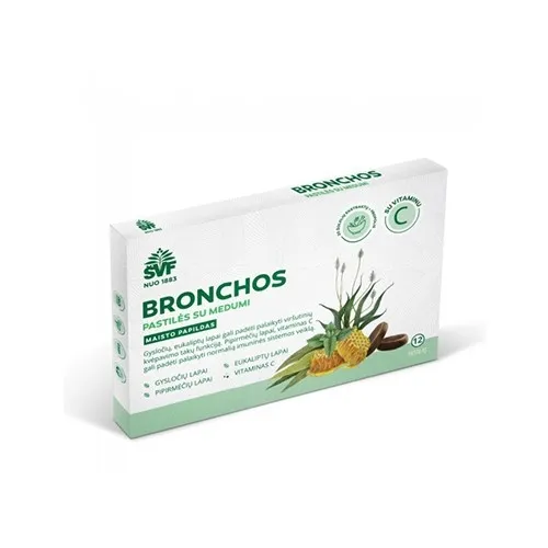 ŠVF pastilės BRONCHOS PASTILĖS SU MEDUMI, N12