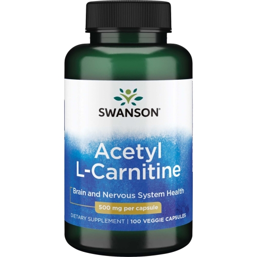 SWANSON Acetyl L-karnitinas 500mg. 100 Kaps.