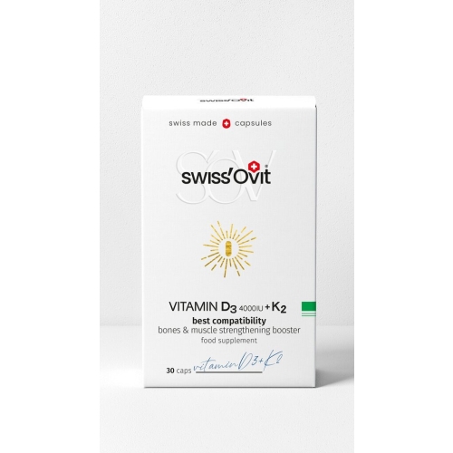 SwissOvit Vitaminas D3 4000IU+K2 kapsulės N30