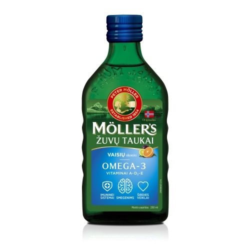 MÖLLER'S žuvų taukai, vaisių skonio, 250 ml