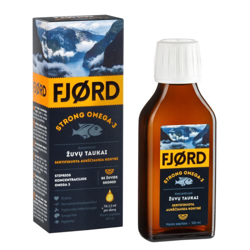 FJORD STRONG OMEGA-3 žuvų taukai, 100 ml