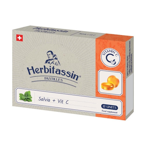 Herbitassin Salvia + vit C, 12 pastilių