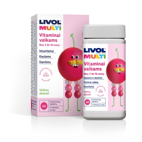 LIVOL MULTI vitaminai vaikams vyšnių sk., 60 tabl.
