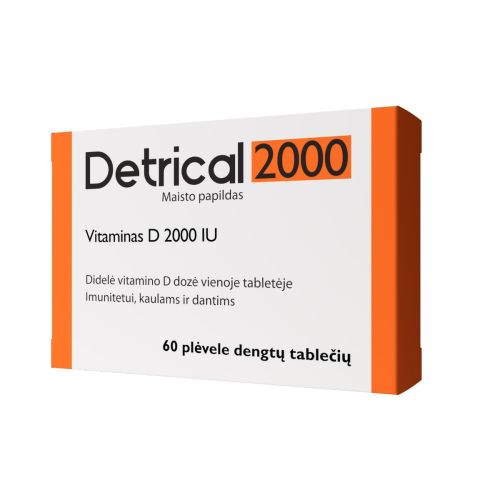 DETRICAL 2000IU plėvele dengtos tabletės N60