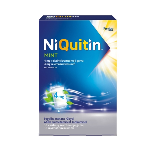 NiQuitin Mint 4mg vaistinė kramtomoji guma N30