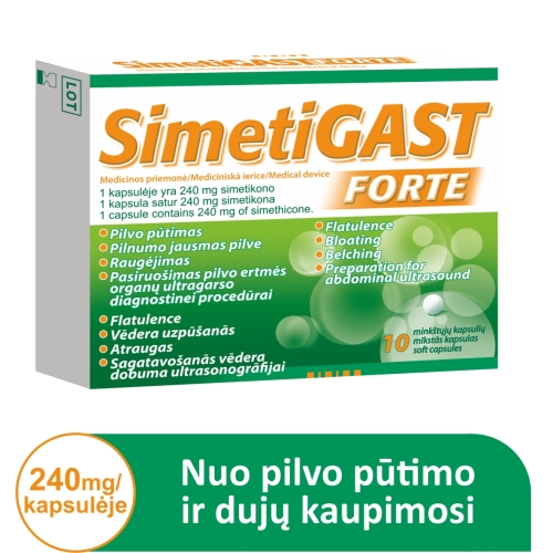 SIMETIGAST FORTE 240mg dujų kaupimui mažinti, N10