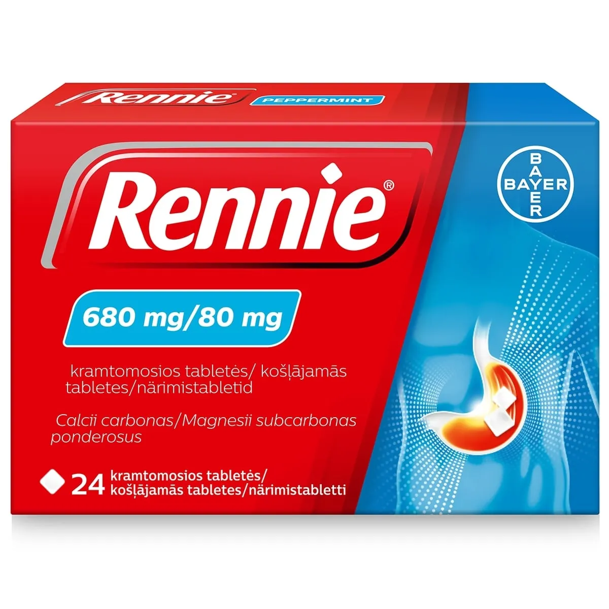 Rennie 680mg/80mg kramtomosios tabletės N24 -  2