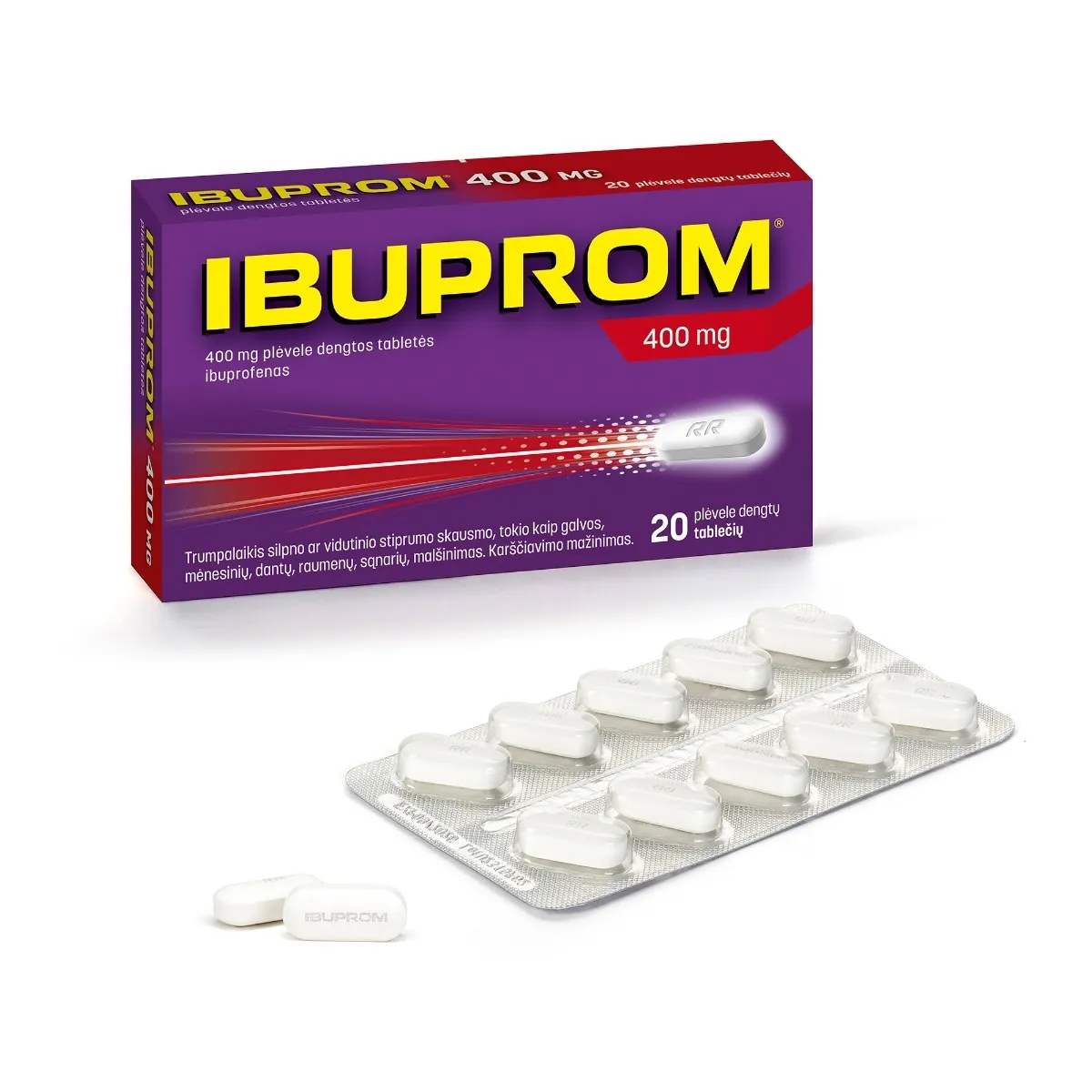 IBUPROM [Ibuprofen US Pharmacia] 400 mg plėvele dengtos tabletės N20 -  2