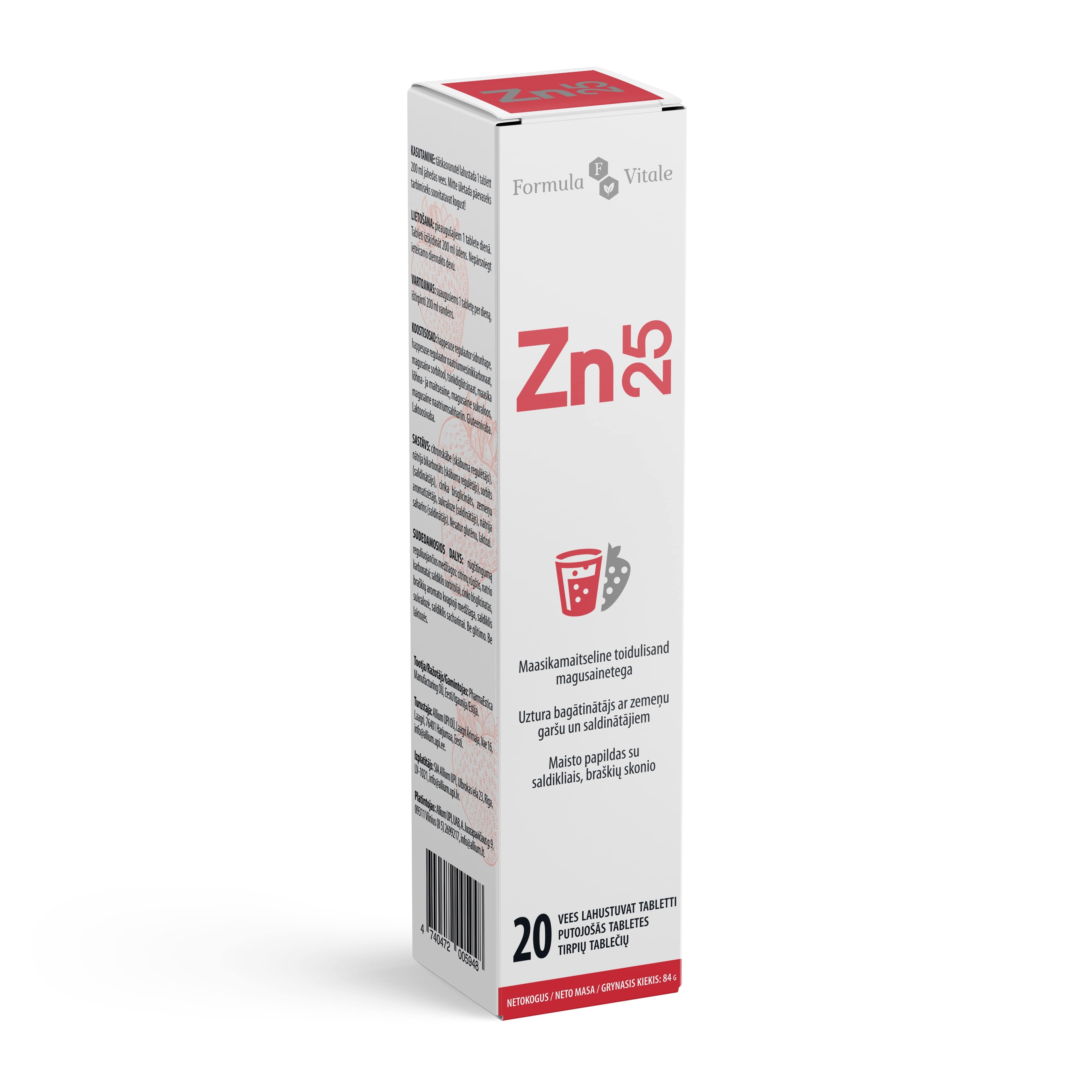 FORMULA VITALE Cinkas bisglicinatas 25 mg, N20 -  2