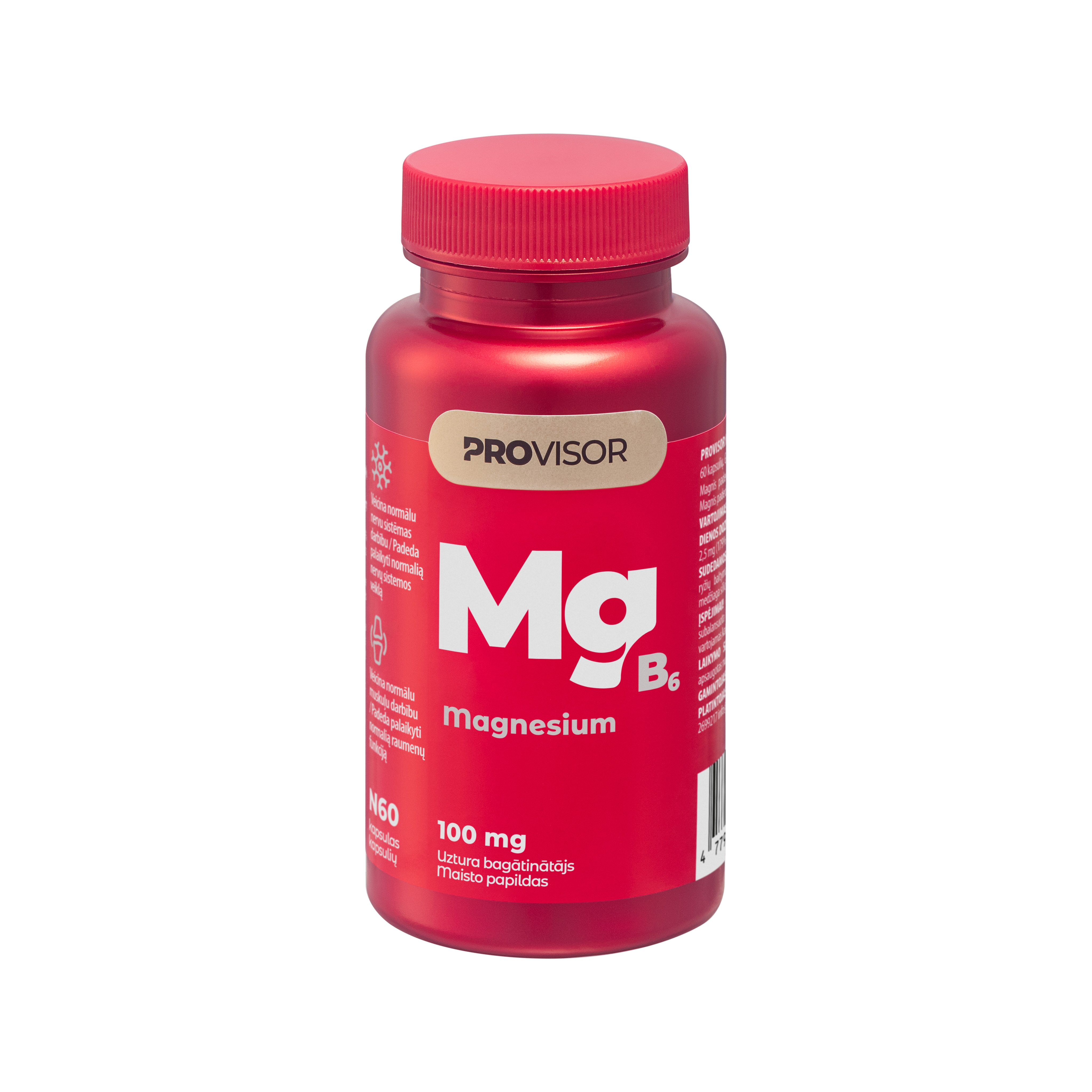 PROVISOR Magnis 100mg bisglicinatas + B6, kapsulės, N60 -  2