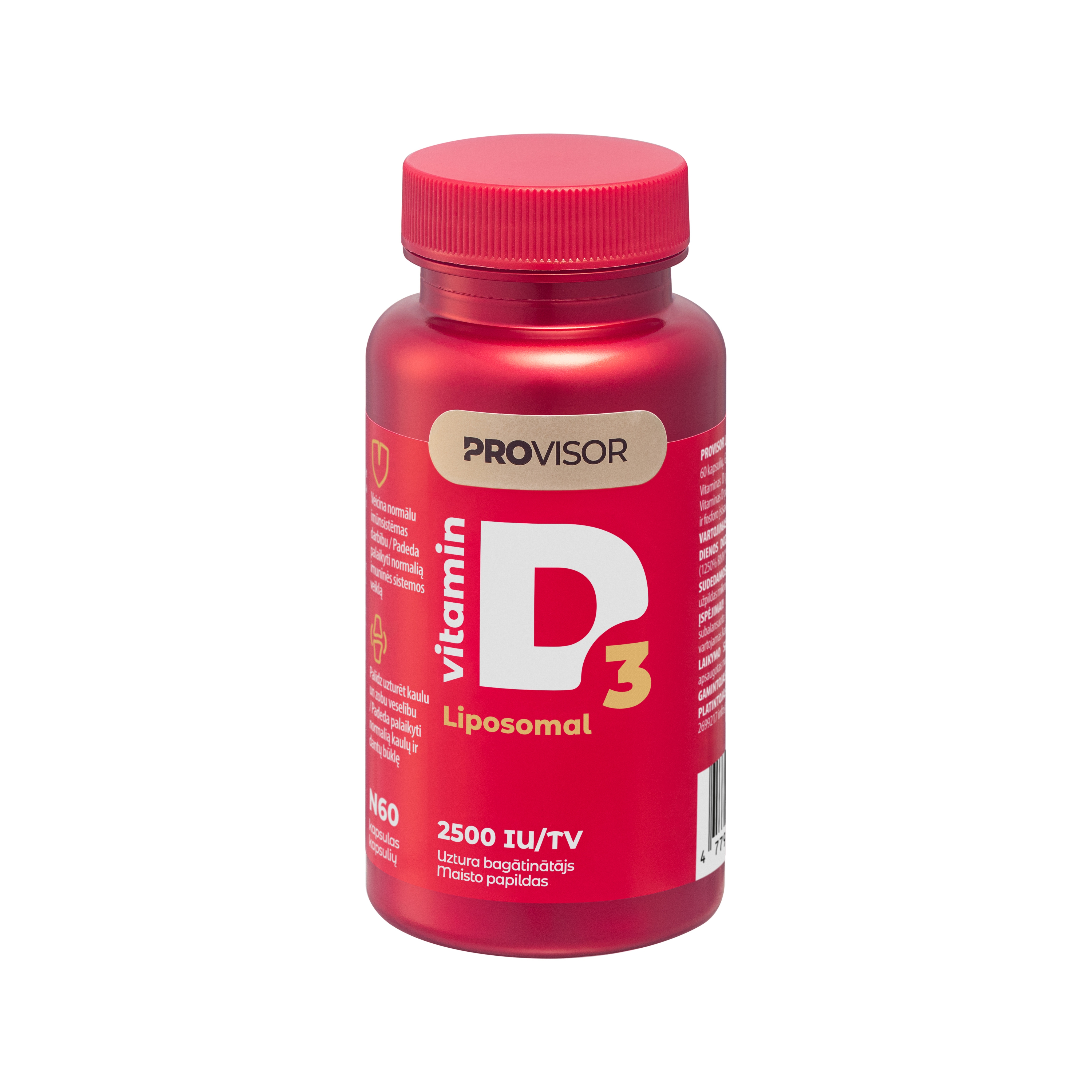 PROVISOR LIPOSOMINIS Vitaminas D 2500TV, kapsulės, N60 -  2