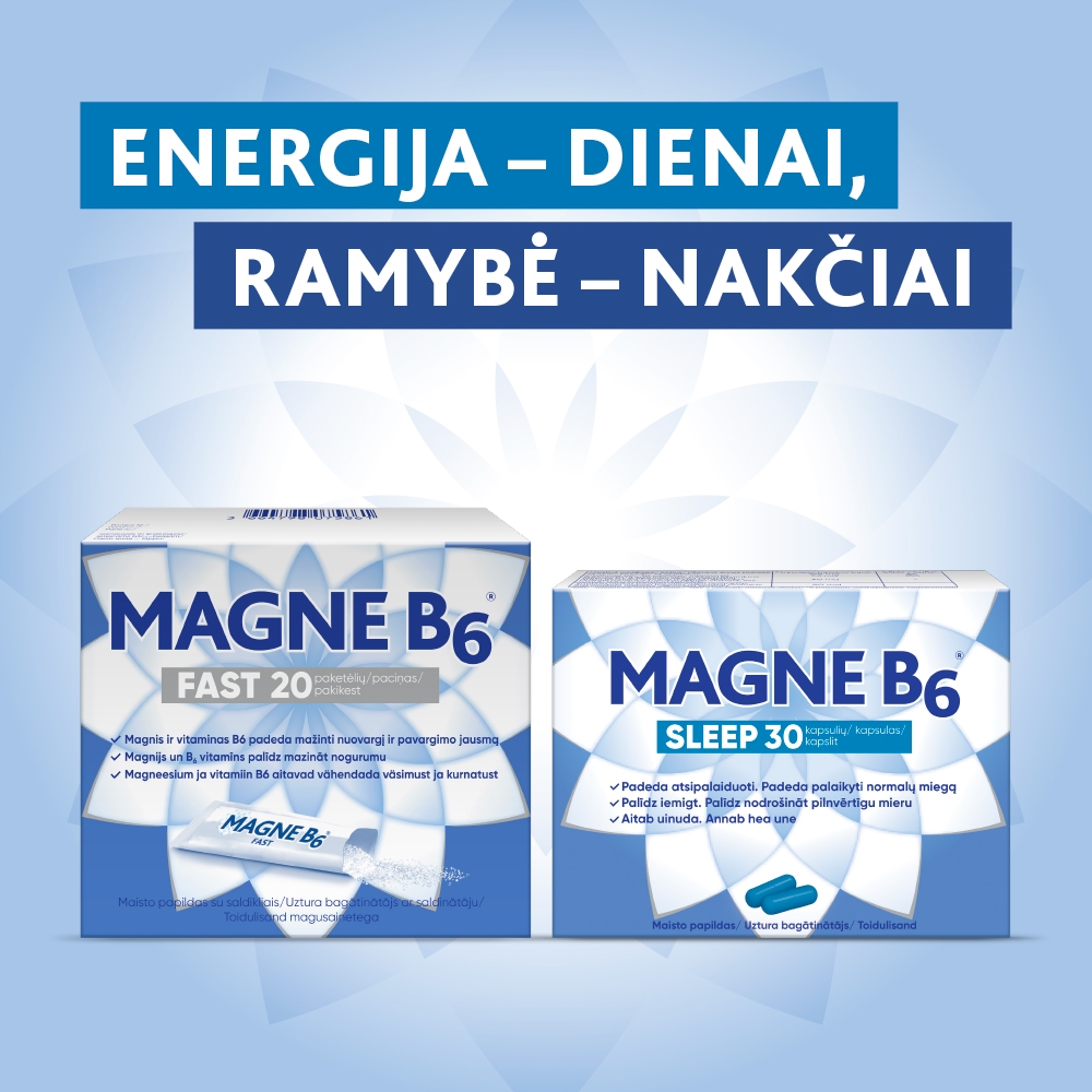 MAGNE B6 FAST (magnis), citrinų skonio granulės, 20 pakelių -  2