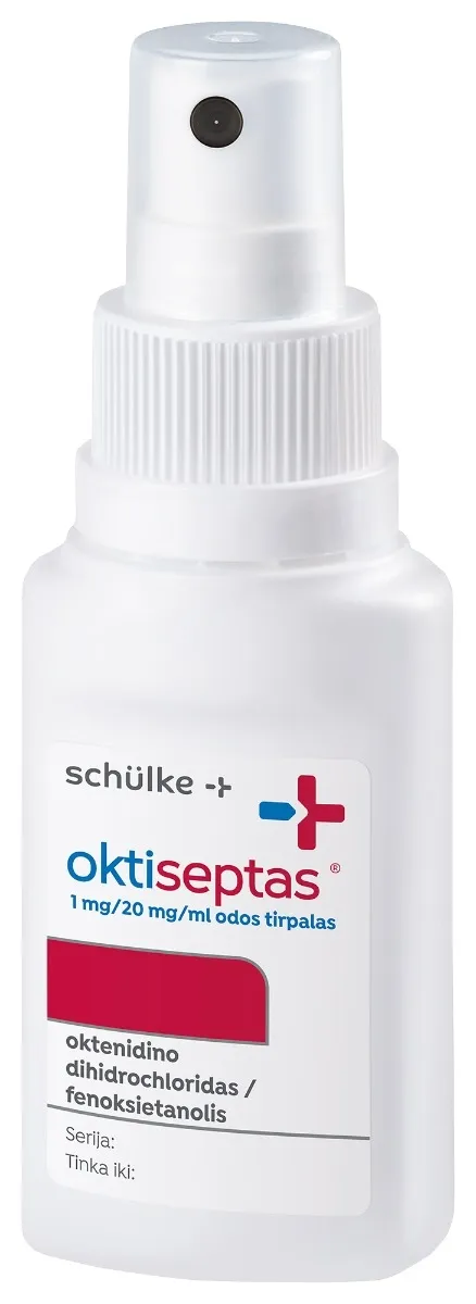 oktiseptas 1mg/20mg/ml odos tirpalas su purškalo pompa 50ml -  2