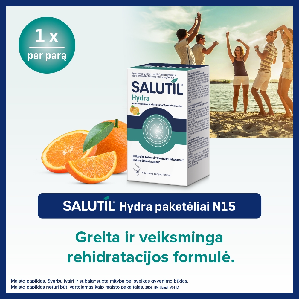 SALUTIL HYDRA Elektrolitai, apelsinų skonio, 15 paketėlių -  2