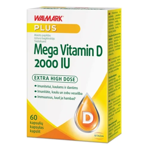 WALMARK MEGA VITAMIN D (vitaminas D), 2000 IU, 60 kapsulių