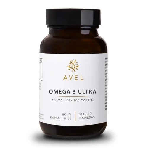 AVEL OMEGA 3 ULTRA, 400 MG EPR/ 300MG DHR, 80 kapsulių