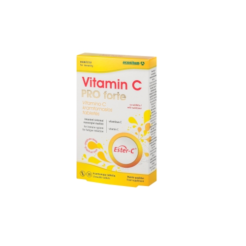 ACONITUM VITAMIN C PRO FORTE, 30 kramtomųjų tablečių -  