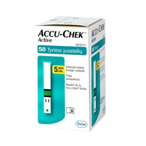 Product image of ACCU-CHEK diagnostinės juostelės gliukozei ACTIVE TEST STRIPS, N50