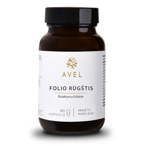 AVEL FOLIO RŪGŠTIS, Bioaktyvus foliatas, 90 kapsulių