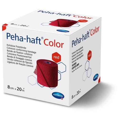 HARTMANN tvarstis PEHA-HAFT COLOR, 8cm x 20m, raudonas, N1