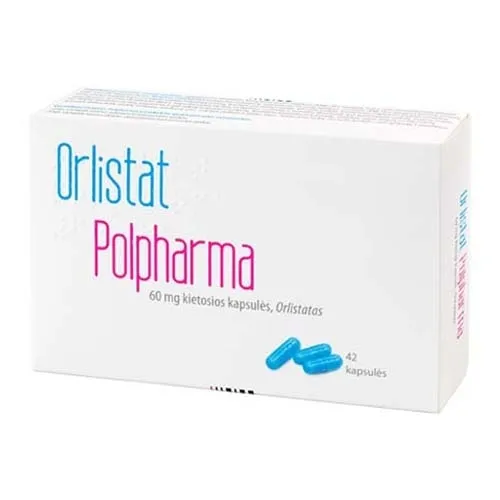 Product image of Orlistat Polpharma 60mg kietosios kapsulės N42 (lizdinė plokštelė)