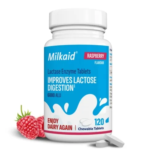 MILKAID laktazės fermento tabletės, 120 kramtomųjų tablečių