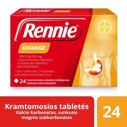Rennie Orange kramtomosios tabletės N24