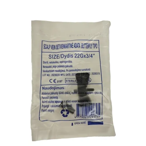 Product image of Vienkartinė adata BUTTERFLY 22G
