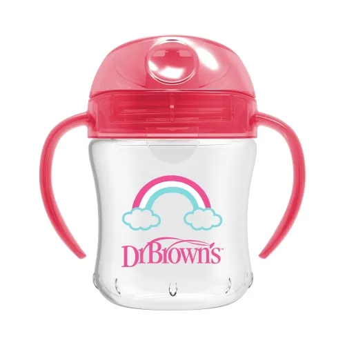 DR.BROWN'S mokomoji gertuvė minkštu snapeliu, rožinė, 180ml -  
