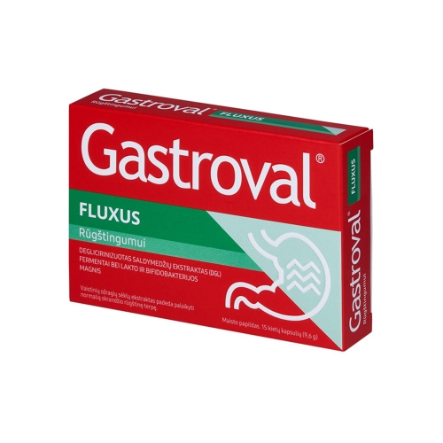 GASTROVAL FLUXUS, 15 kietų kapsulių