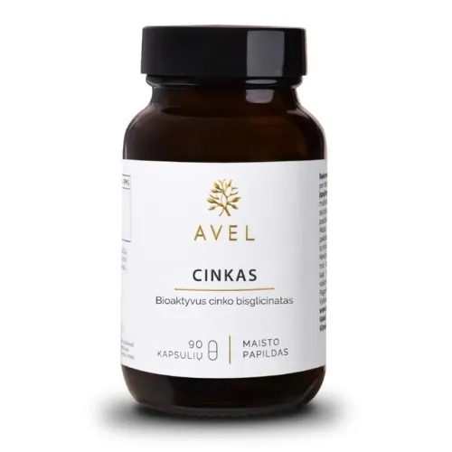 Product image of AVEL BIOAKTYVUS CINKO BISGLICINATAS, 90 kapsulių