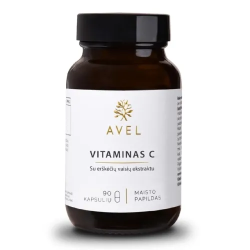 AVEL VITAMINAS C, Su erškėčių vaisių ekstraktu, 90 kapsulių -  1