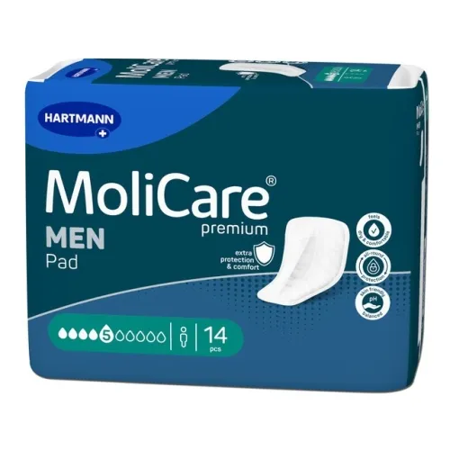 MOLICARE MEN PAD, įklotai vyrams  5 lašai, 14 vnt. -  1