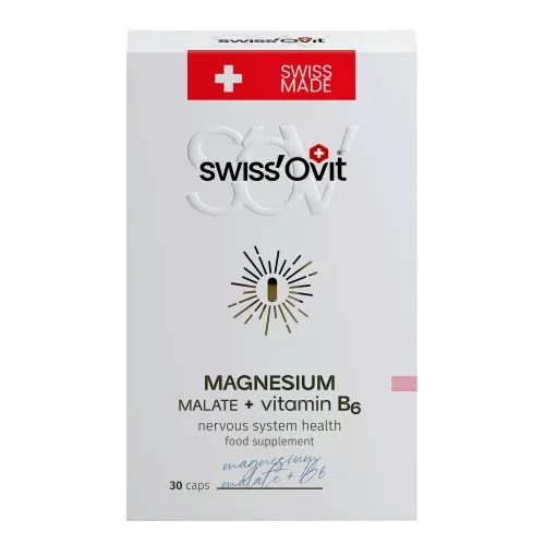 SwissOvit Magnio malatas+vitaminas B6 kapsulės N30